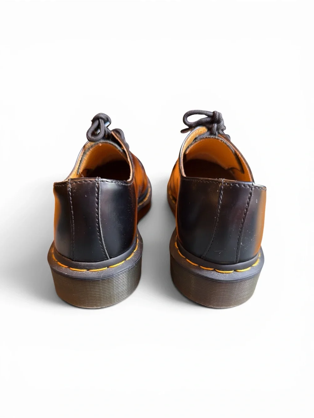 Dr. Martens 1461 Black Leather 3-Eye Derby with Yellow Welt Stitching